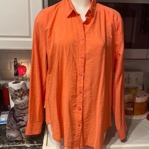 D womens Van Heusen solid orange long sleeve button up shirt size XL
